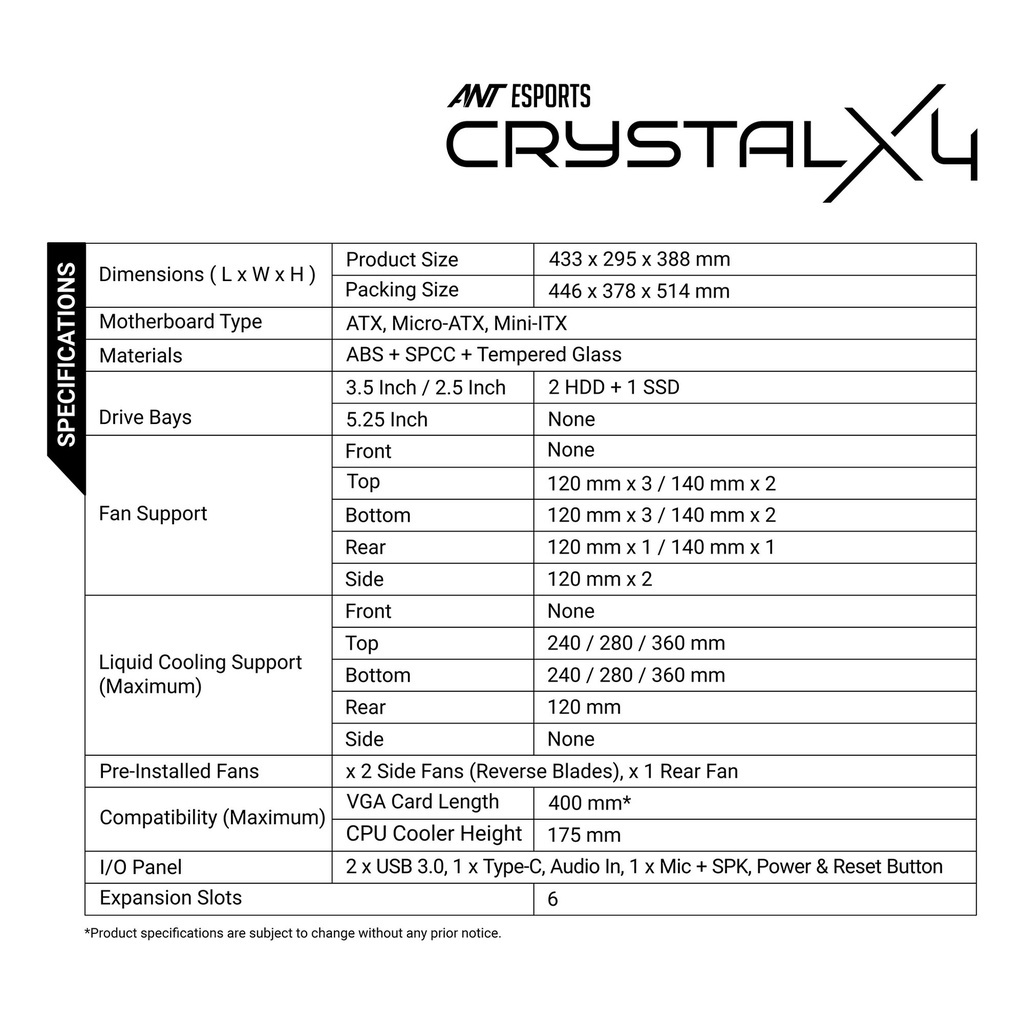Ant Esports Case Crystal X4