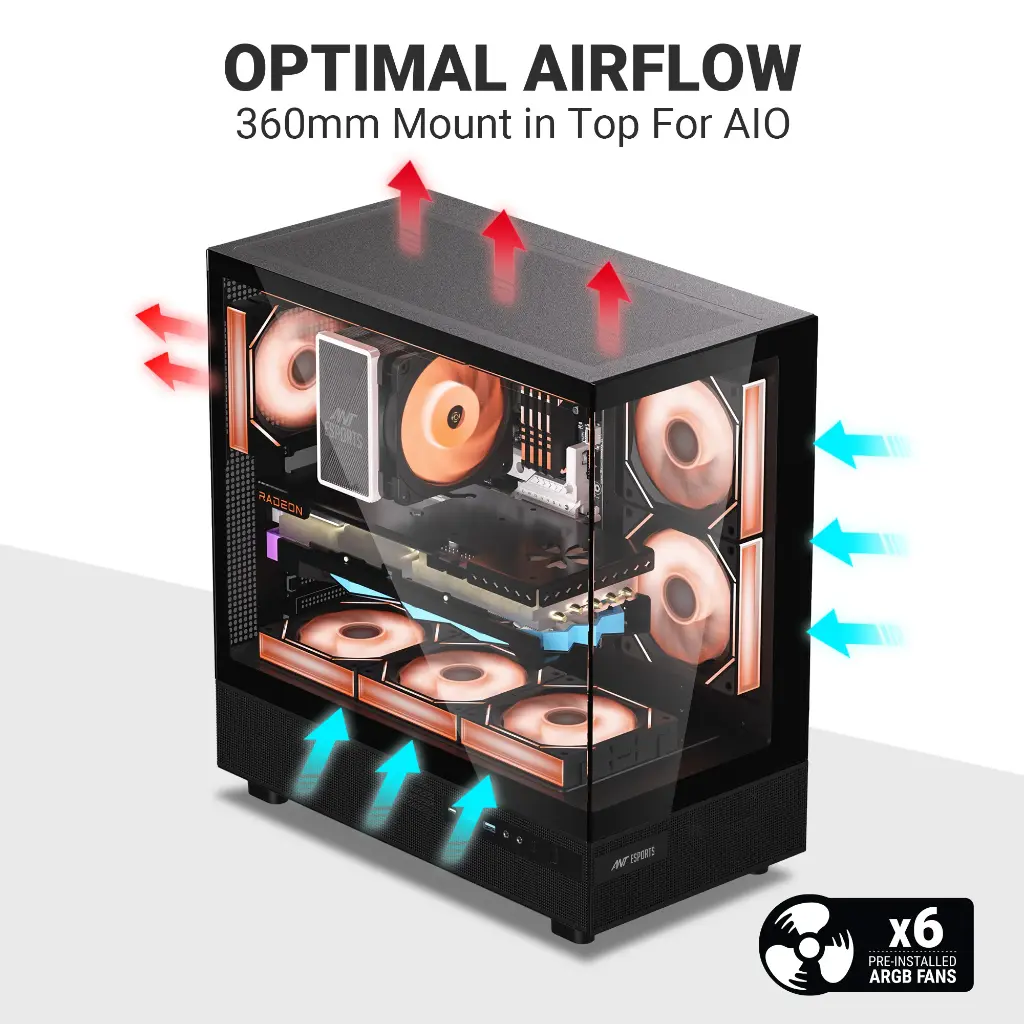 Ant Esports Case Crystal X6 Black