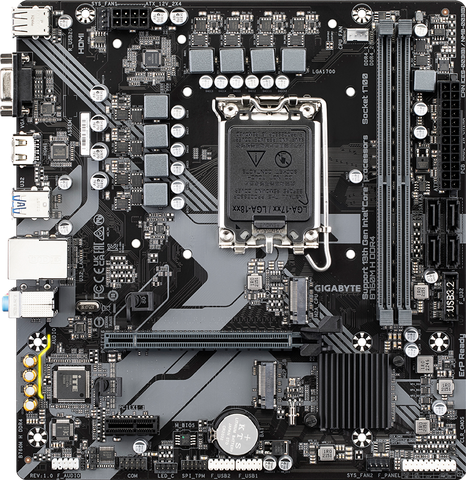 Gigabyte B760M H DDR4 Board - View 1