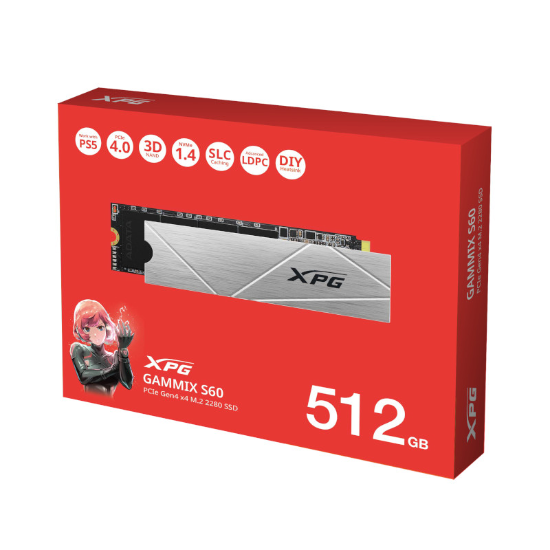 Adata XPG 512GB Gammix S60 NVMe Gen4 SSD AGAMMIXS60-512G-CS - View 1