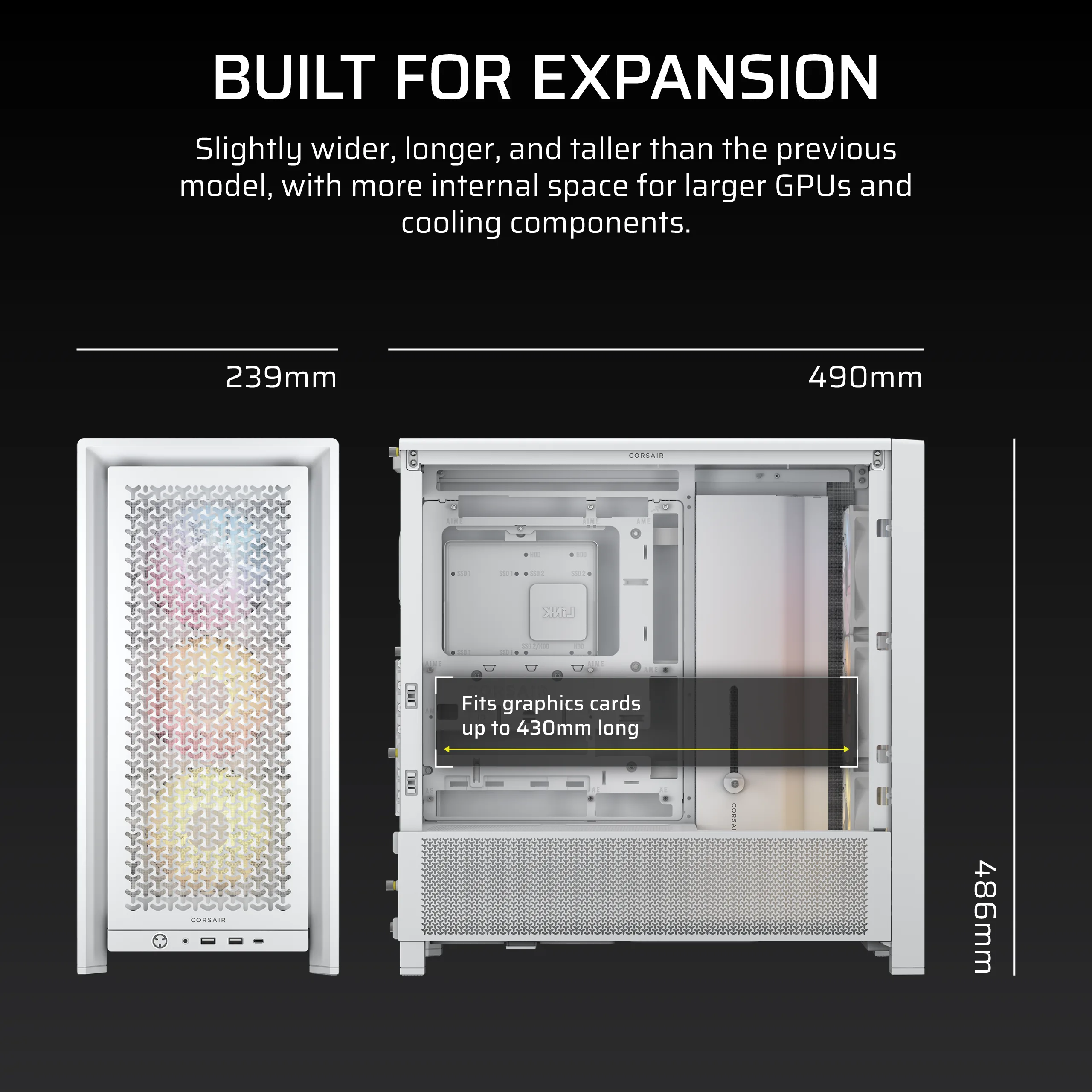 Corsair Case FRAME 4000D RS White CC-9011297-WW - Case view 8