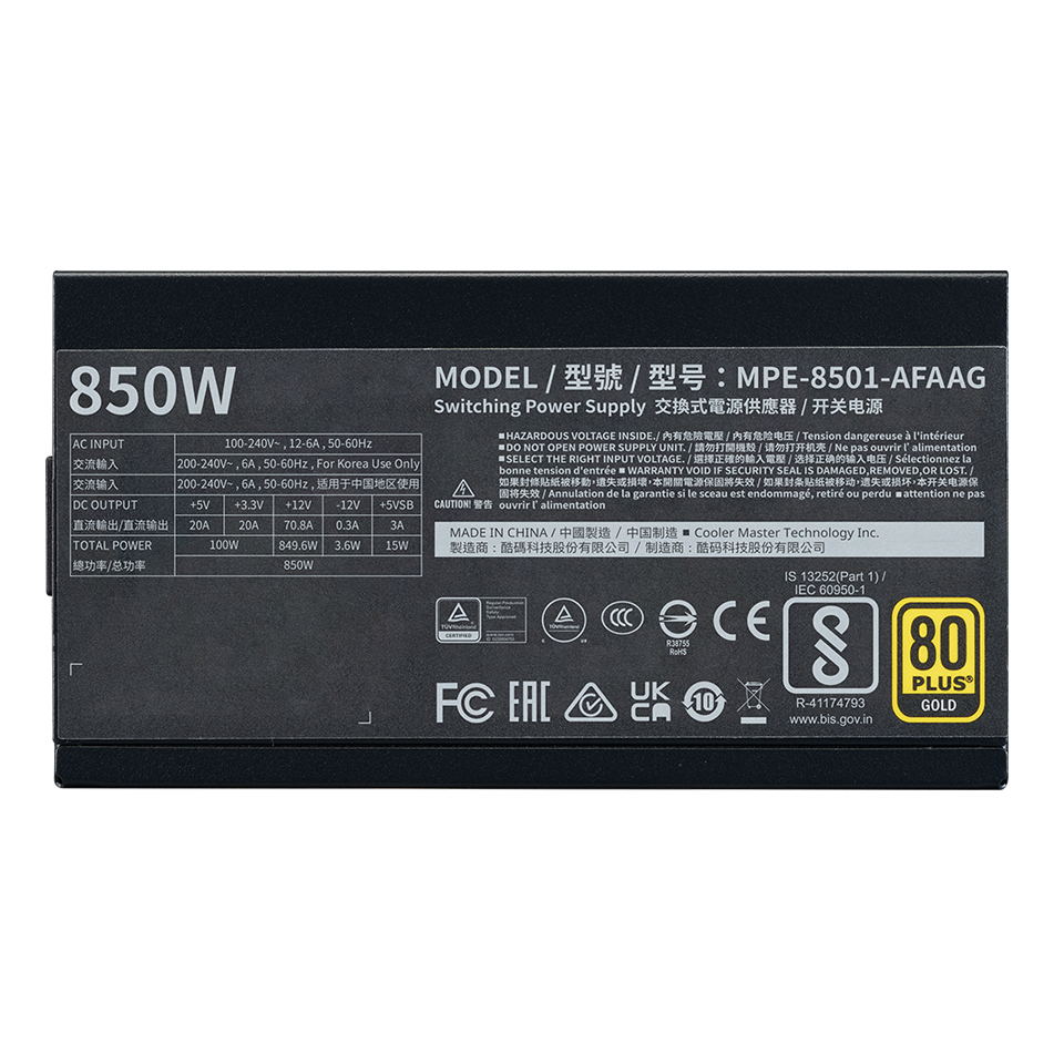CM PSU MWE Gold V2 850W ATX3.1 Fully Modular MPE-8501-AFAAG-3FIN - View 3