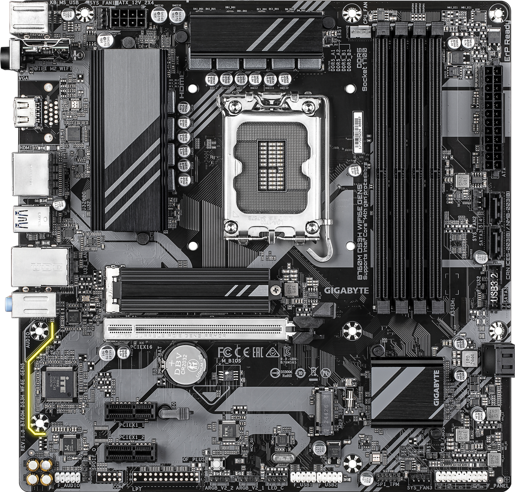 Gigabyte B760M DS3H WiFi6E DDR5 Gen5 Board - View 1