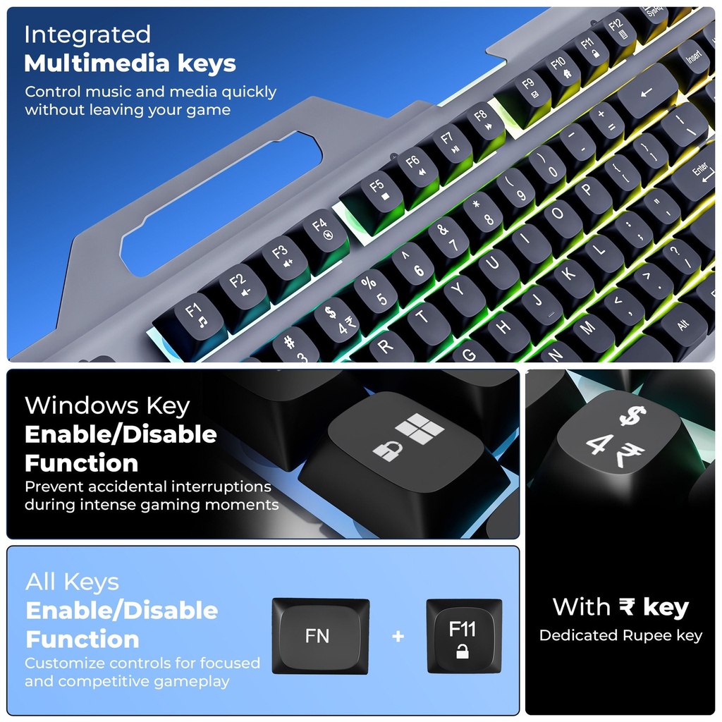 Zebronics Transformer3 Combo Black KB Mouse LED Gaming