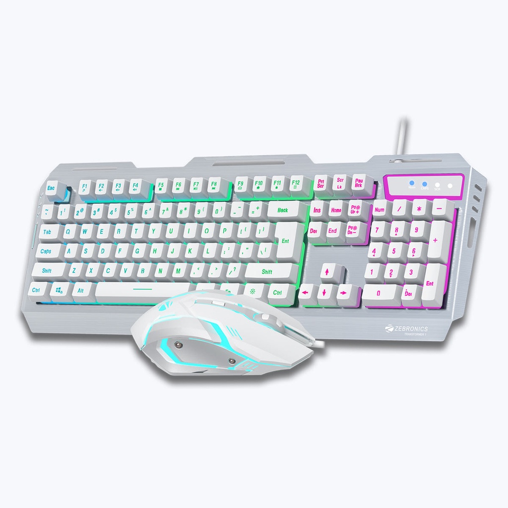 Zebronics Transformer1 Combo White KB Mouse LED Gaming